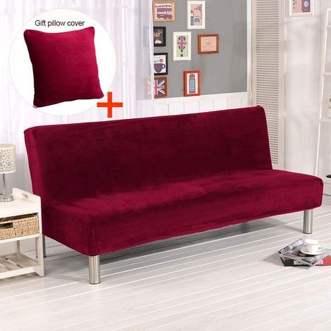 Housses de canapé-lit en Peluche Plus épaisse accoudoirs Housse de canapé coulissante Housse de futon Housse de Protection pour siège de Meuble avec 1 taie d'oreiller (1/5)