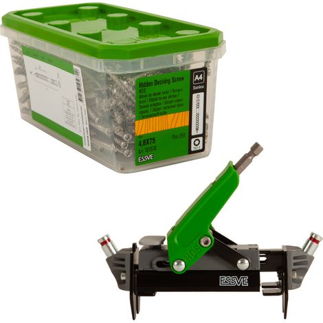 Tornillos para terrazas ESSVE HDS NN de 4,8 x 75 mm, 250 unidades + herramienta de montaje PRO de 105-155 mm (1/5)