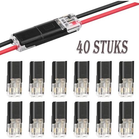 40 piezas，Conectores de cable，Conectores de cable，Conectores de cable para automóvil，Enchufes de 2 pines，Adecuados para cables de 12 V 18-22 AWG (1/5)