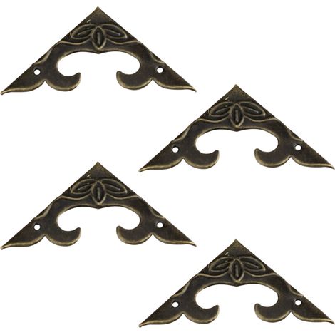 Boîte en bois antique de 31 x 4,2 mm avec coins renforcés, protection des coins sur les quatre côtés, bordure décorative, sac en cuir et fer avec bordure fantaisie, longueur des côtés (1/5)