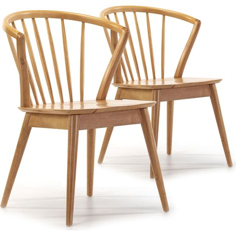 Pack 2 sillas Mura Color Roble, Madera Maciza, 55 cm (Largo) 58,5 cm (Profundo) 84 cm (Alto) (1/5)