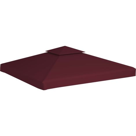 Toile supérieure double de belvédère Style Moderne - Recouvrement de remplacement - 310 g/m² 3x3 m Bordeaux Chic-622064 (1/5)