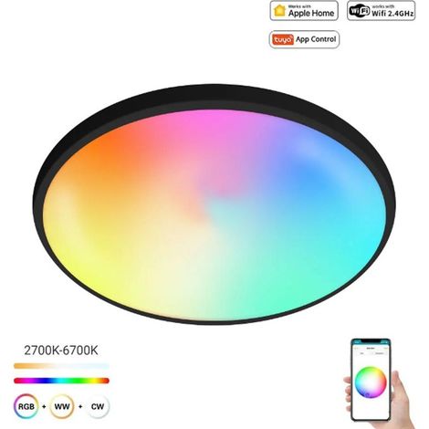 Tuya Plafoniera a Led 24W da Soffitto Smart Bluetooth RGBCW Ultrasottile Nero (1/5)