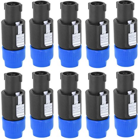 10 Stück C-NL4FC Audio-Lautsprecherstecker, wasserdichter Steckerkabelstecker, 4-poliger Audio-Video-Stecker (blau)