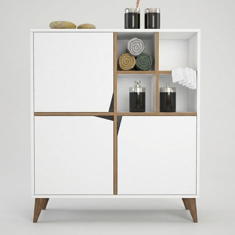 Vielseitige Anrichte für Wohnzimmer und Flur mit Türen 100x115x30cm Pulse - Weiß