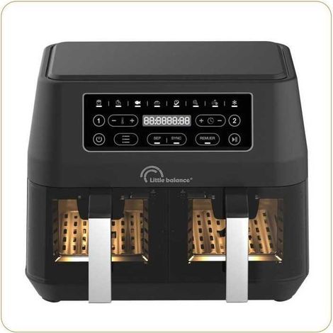LITTLE BALANCE Oil-free Fryer - Crousty Light Duo - Double 9L Tank - Up to 1.8kg of Fries - 9 Cooking Programs - 2460W (1/2)