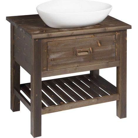 Sapho Brand - Mueble de lavabo 73x80x50 cm, 1 cajón, abeto teñido BA083S