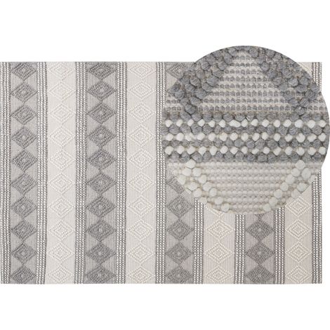 Alfombra de lana beige claro gris claro 140 x 200 cm hecho a mano Bozova