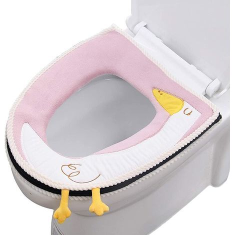 WC-Sitzbezug, WC-Sitzkissen, warmer WC-Sitzschutz aus Stoff, antibakteriell, waschbarer Bezug für WC-Sitze, Polster mit Griff, universell (1/5)