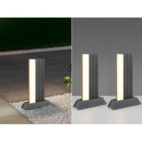 2er Set flache LED Sockelleuchten aus Aluminium in Anthrazit, Höhe 50cm (1/5)