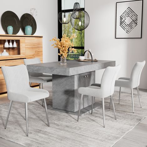 Silla de comedor 58x47x85 cm de terciopelo gris, pack de 4, estable – MEUBLIV (1/5)