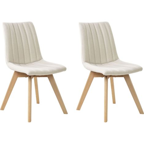 Set of 2 Dining Chairs CALGARY Fabric Off-White