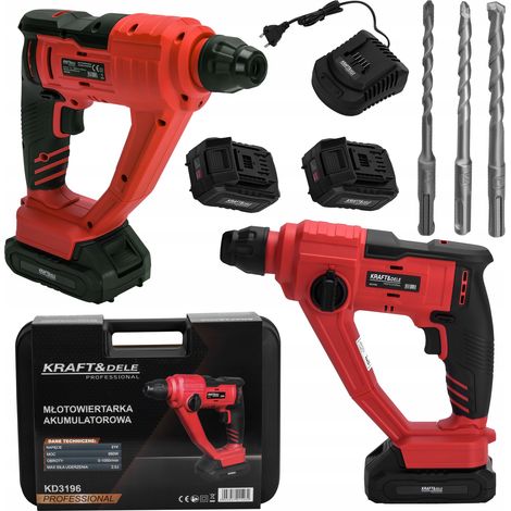 Marteau perforateur SDS Plus sans balais 21 V avec 2 batteries Kraft&Dele sans fil de 4 Ah et 2 J (1/5)