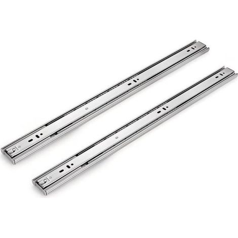 Correderas para cajones, 1 par (2 rieles), Rieles guía, Cierre suave y silencioso, Suaves/ajustables, Plateadas, S: 34,5 x 4,5 x 0,8 cm (1/5)