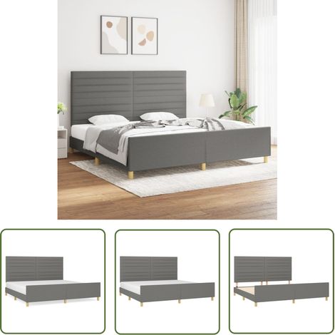 The Living Store Bettgestell ohne Matratze Dunkelgrau 200x200 cm Stoff - Bettes Gestell - Doppelbett - Boxspringbetten - Holzrahmen - Lattenrost (1/5)