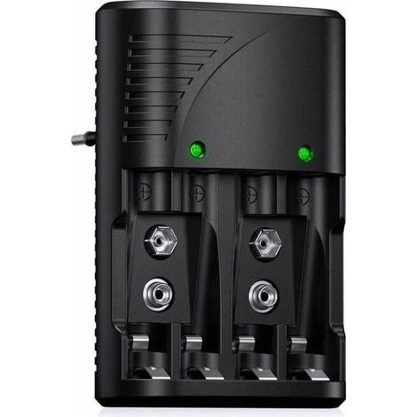 Universelles AA/AAA/9V-Batterieladegerät, Schnellladegerät 6802 für AA/AAA NI-MH- oder 9V-Akkus mit LED-Anzeige, 100–240 V weltweite Spannung, Superma (1/5)