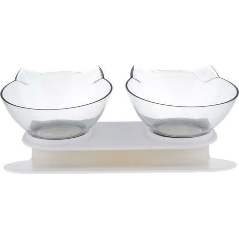 Gamelle pour chat, bol d'alimentation chat / plate-forme inclinée à 15° bols pour chat / anti-éclaboussures, démontable / double bol d'alimentation pour chat chiot nourriture et eau (1/5)
