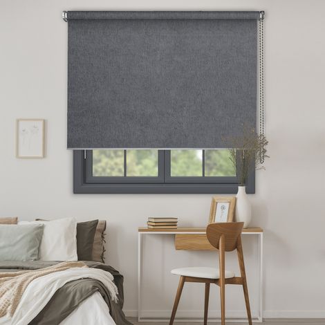 Store enrouleur occultant effet velours - gamme Must - Gris - L49 x H190cm (1/3)