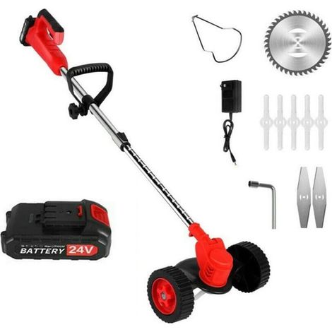 Tondeuse au Lithium 24V avec Roues Tondeuse à Gazon Machine de désherbage Domestique (Color : One Charge, Size : Rot) (1/2)