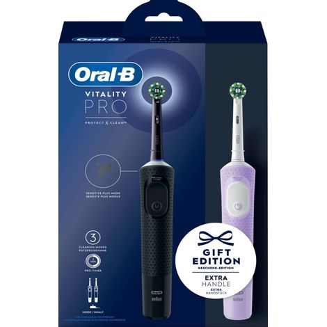 Braun Oral-B Vitality Pro D103 Duo, Elektrische Zahnbürste ,schwarz/lila, Black/Lilac Violet, inkl. 2. Handstück (1/5)