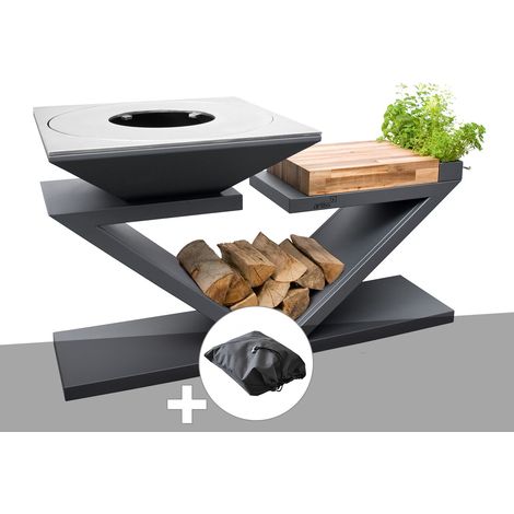 Brasero G5 Graphite plaque de cuisson acier inoxydable alimentaire + Housse - Artiss
