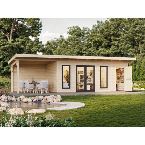 Abri de jardin en bois Aurelia 16,7+7,9 m2 Naturel (1/5)
