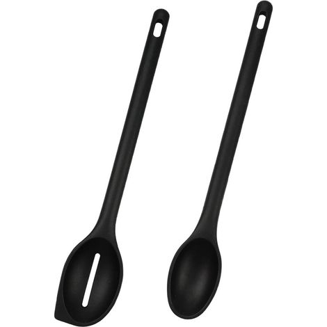 VT Goods – Silikon-Kochlöffel-Set – Hitzebeständig – 30 cm – Schwarz – BPA-frei – Praktisch zum Kochen und Backen – 2-teilig (1/5)