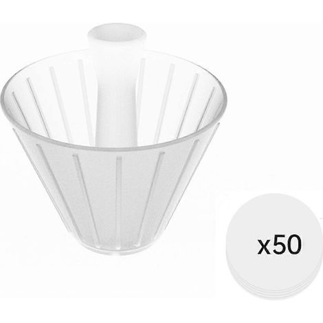 Wiederverwendbarer Kaffeefilter in Form eines Origami-Kegels mit einem 155 mm großen transparenten Papierfilter. (1/5)