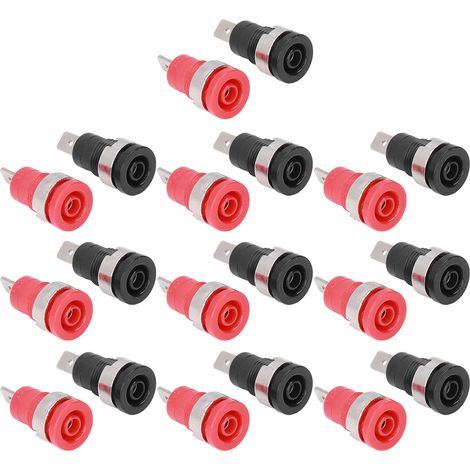 10 paires de fiches bananes 4mm type retour sécurisé, rouge et noir, nickelées pour équipements électroniques industriels (1/5)