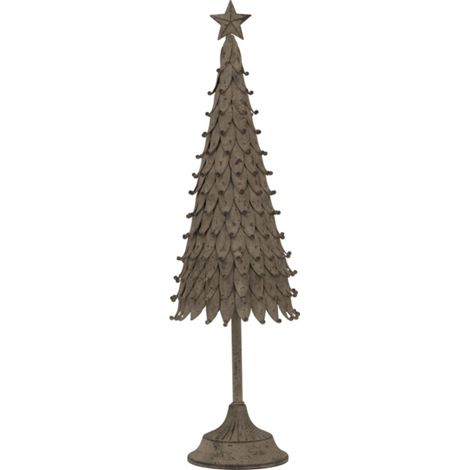 Large Rustic Decorative Tree with Star - Metal - L12 x W17 x H56 cm - Silver