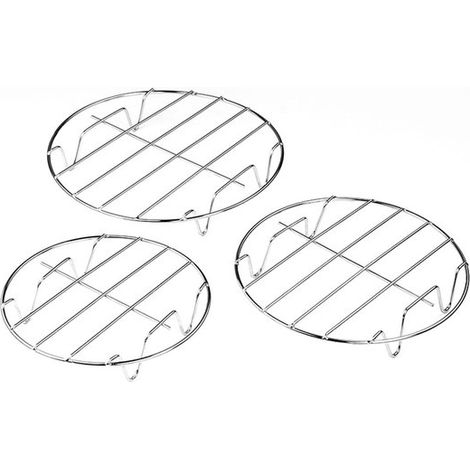 Grille de four - 3 pièces - Grille de four - Grille de four universelle - Acier inoxydable - Grille de refroidissement micro-ondes ronde - Grille de four ronde - Ustensiles de cuisine - 3 cm de hauteu (1/5)