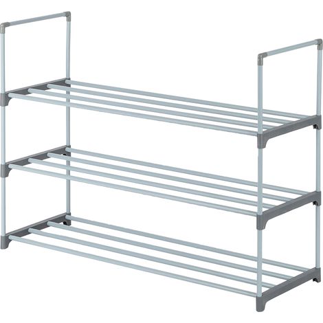 3-stufiger Schuhständer, Schuhturm, Regal-Aufbewahrungs-Organizer für Schlafzimmer, Eingangsbereich, Flur und Schrank, Farbe Grau (1/5)