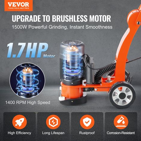 Ponceuse électrique pour sol en béton 1500 W, surfaceuse de béton avec disque de ponçage de sol 180 mm, vitesse 1400 tr/min, moteur… (1/5)