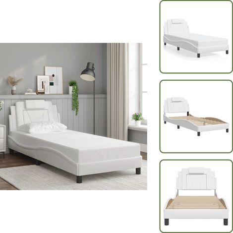 Cama con cojín - vidaXL Estructura de cama Viana sin colchón cuero sintético blanco 90x200 cm - Cama de cuero sintético