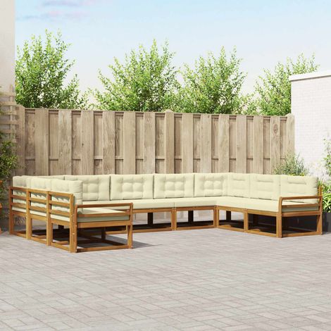 vidaXL Outdoor-Sofagarnitur mit Kissen 9 pcs Natur und Creme (1/5)