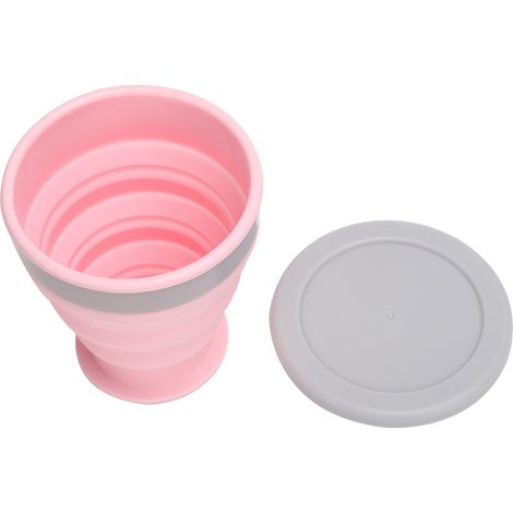 Gourde pliante en silicone gobelet rétractable mug multi-usage pour voyage plein air sport rose (1/5)