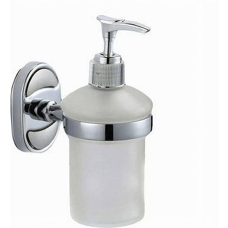 Cleafe - Dispenser Porta Sapone Liquido Vetro Satinato Fissaggio Parete Bagno Ovale 52011 - (1/3)