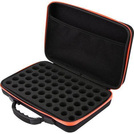 Custodia rigida per oli essenziali, 60 flaconi da 5 ml e 15 ml (arancione) (1/5)