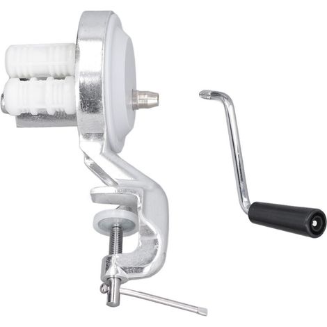 Manual macaroni press machine, stainless steel, silver, portable, hand-crank operated, for kitchen and restaurant use (1/5)