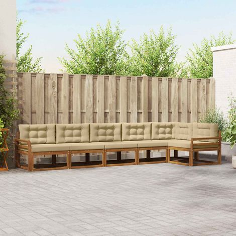 Outdoor-Sofagarnitur mit Kissen 6 pcs Natur und Beige
