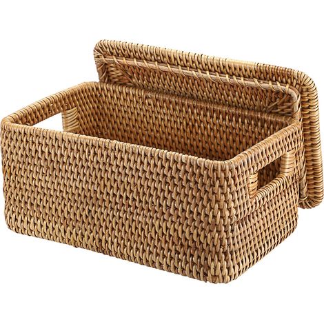 Rattan Storage Basket with Lid 30x20x15cm (1/5)