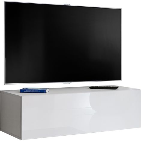Extreme Furniture, Vitrines Murales T34-100, (LxHxP): 100 x 30 x 41.5, Carcasse en Blanc Mat, Façades en Blanc Brillant (1/3)