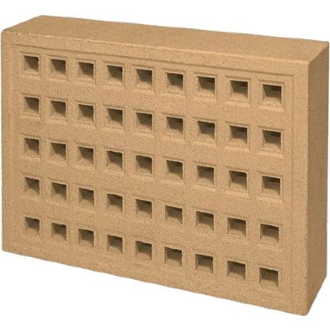 215mm x 140mm Square Hole Clay Air Brick Buff (9" x 6")