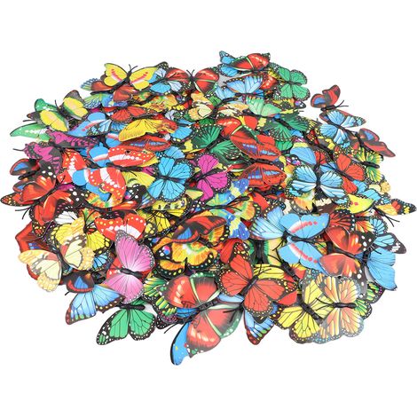 200 autocollants muraux papillons 3D en PVC de 7 cm, amovibles, pour la décoration de la maison, de la chambre ou d'une fête. (1/5)