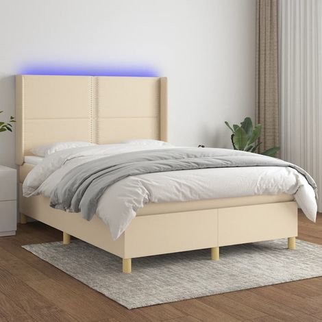 Boxspringbett mit Matratze & LED Creme 140x200 cm Stoff (1/5)