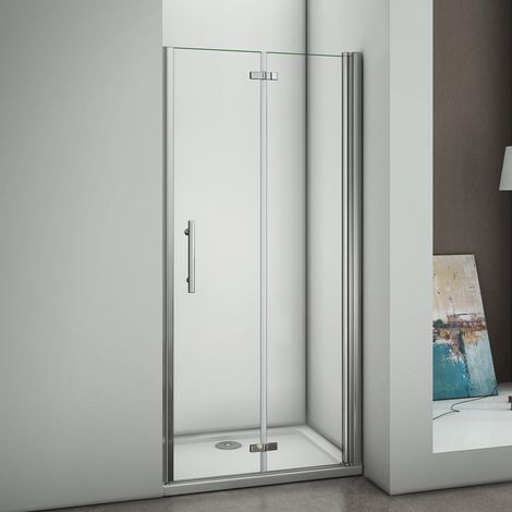 90X197cm Duschkabine Eckeinstieg Dusche 180°Falttür Duschwand Duschabtrennung 6mm NANO-Glas (1/4)