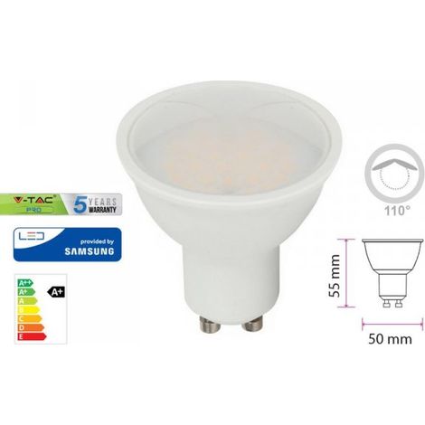 V-TAC PRO VT-205 Faretto LED GU10 con Chip Samsung 4,5W 100° Copertura Satinata Bianco naturale - 4000K (1/10)