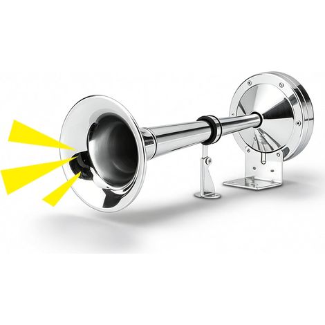 Klaxon à air comprimé pour camion, 12 V, en acier inoxydable, pour voiture, camion, bateau, caravane, van, train, universel, 12 V, argenté (1/5)