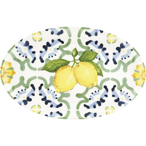 Piatto ovale in ceramica sottosmalto decorata Amalfi (1/4)