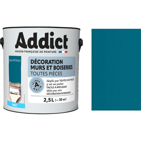 Pintura acrílica para paredes y madera, azul petróleo mate, 2.5 L